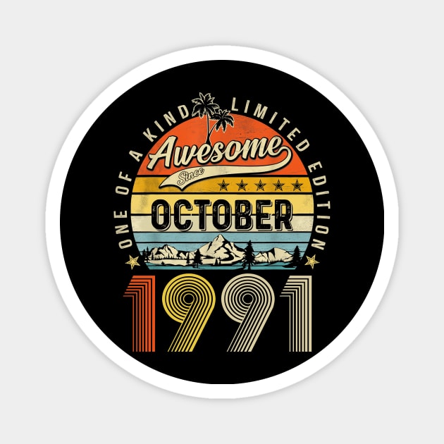 Awesome Since October 1991 Vintage 32nd Birthday Magnet by Vintage White Rose Bouquets